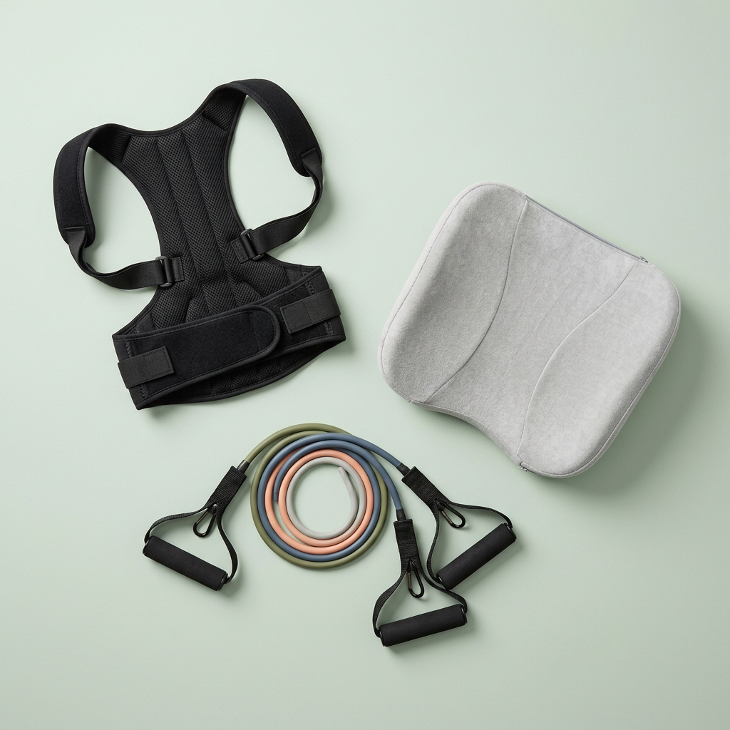 Napio Complete Posture Kit — posture corrector, memory-foam lumbar cushion and resistance band set